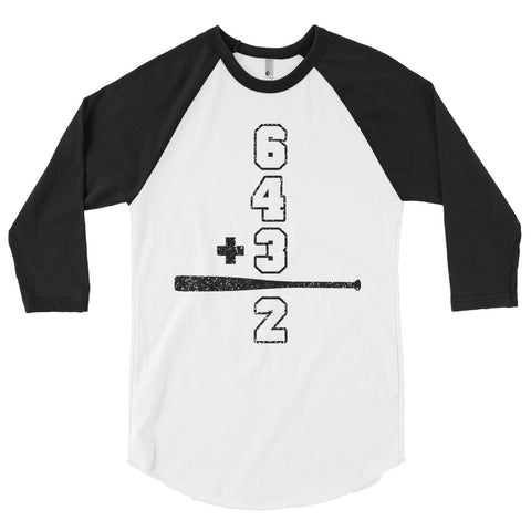 Baseball Math Double Play Mens 3/4 Sleeve Raglan Shirt