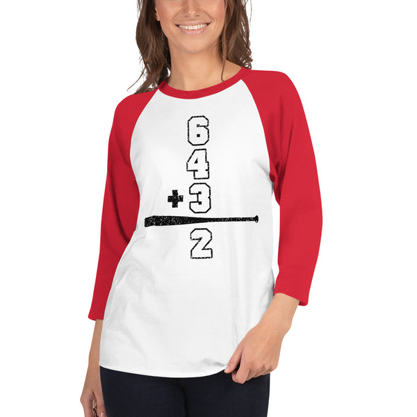 Baseball Math Double Play Womens 3/4 Sleeve Raglan Shirt